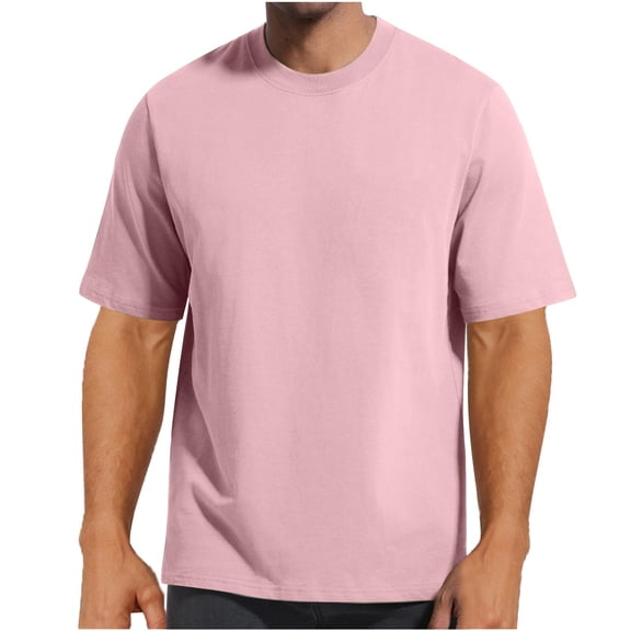 Kukoosong Men's Plain Crew Neck T-Shirt, Casual Short Sleeve Cotton Tee, Soft Comfortable Basic Top for Summer Everyday Wear