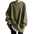 thumbnail image 4 of Shirts for Women Trendy Y2k Winter Fall Oversized Crewneck Long Sleeve Mitten- Drop Shoulder with Pocket Plain Leisure Cotton Sweatshirt Pullover(Green,XL), 4 of 5