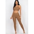 thumbnail image 4 of Ribbed Halter Neck Crop Top and Leggings Set with Back Tie, 4 of 9