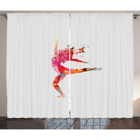 Butterfly Curtains 2 Panels Set Woman Silhouette Dancing