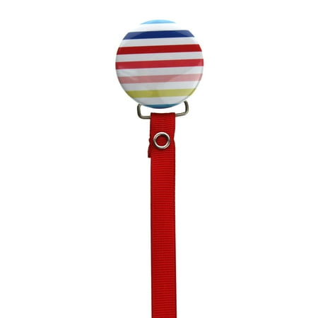 Colorful Stripes Pacifier Clip with Matching Ribbon
