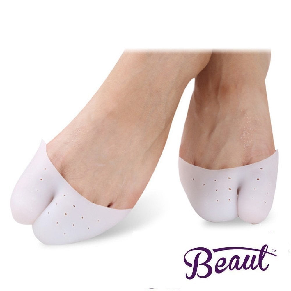 Pump Pouches Protection for Feet Against Pressure /& Friction 2 Pairs Toe Protectors Skin Color and White Professional Ballet Shoes Front Toe Caps Cover with Breathable Hole Cushions Pain Relief