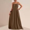 thumbnail image 3 of FRSASU Backless Cami Dresses for Women Sleeveless Solid Color Lounge Dress Spaghetti Strap Flowy Summer Loose Maxi Sundress Coffee, 3 of 9