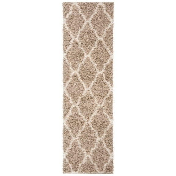 SAFAVIEH Dallas Belinda Geometric Shag Runner Rug, Beige/Ivory, 2'3" x 14'