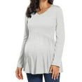 thumbnail image 2 of WellSize Women Maternity blouses Casual Fall Tunic Tops V Neck Long Sleeve Shirts Winter Pregnancy Clothes, 2 of 7