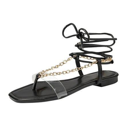 

Womens Shoes Summer Strappy Flip Flops Flat Sandals Metal Chain Leopard Print Roman Style Casual Open Toe Slide Sandals Comfortable Flats Flip-Flops Casual Platforms Heeled Wedge Sandals A23093