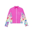 thumbnail image 3 of Raenseen Kids Girls Figure Ice Skating Jacket Zipper Long Sleeve Sparkly Rhinestone Coat Gymnastic Hot Pink 8, 3 of 9