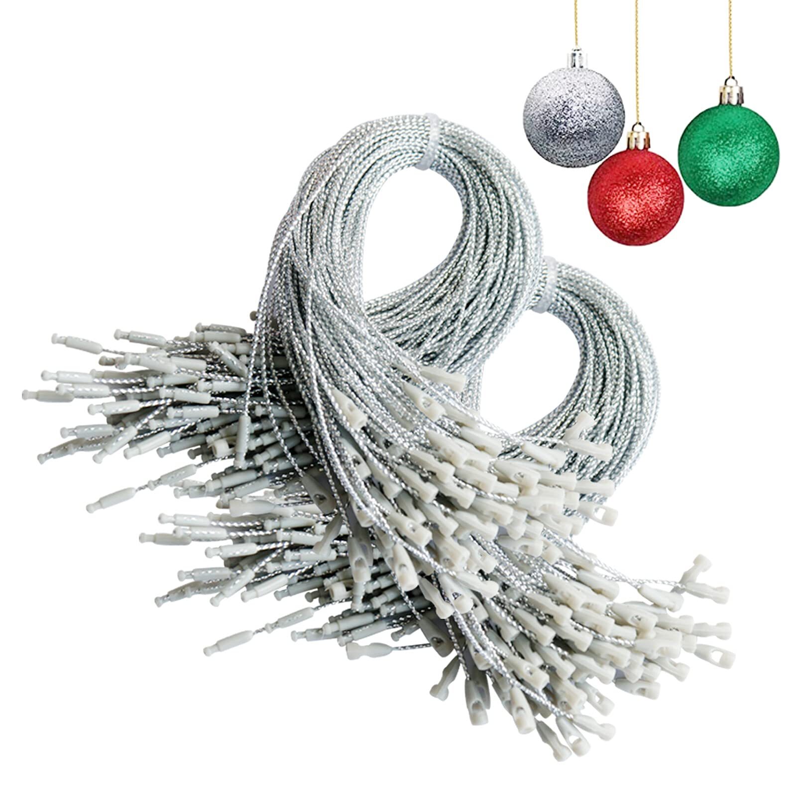 Christmas Ornaments Hanger String 1000Pcs Ribbon Ornament Hook Ropes Precut  String with Snaps Locking