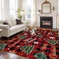 thumbnail image 2 of Large Area Rugs for Living Room Bedroom, Christmas 6'x9' Rug Washable Carpet Runner Indoor Outdoor, Pine Tree Gold White Snowflake Red Black Plaid Non Slip Floor Mats Rug for Kitchen, Playroom, 2 of 8