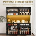 thumbnail image 6 of 71'' Tall Coffee Bar Cabinet with LED Light & Power Charging Station, 47"W Modern Kitchen Pantry Hutch w/ 8-Door Storage Cabinet & 2 Drawers 4 Adjustable Shelves, 6 of 11