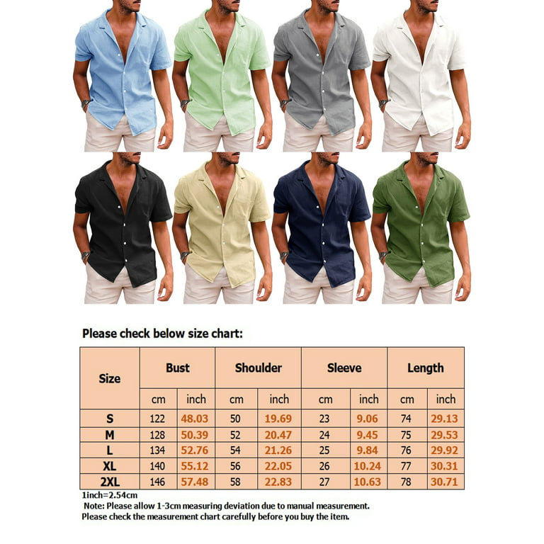 Woobling Men Summer Shirts Button Up Blouse Regular Fit Shirt Mens Classic  Vacation Tops Khaki 2XL