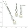 thumbnail image 4 of Sterling Silver Majestik 8-9mm White Shell Pearl & CZ Earrings & Necklace Set, 4 of 4