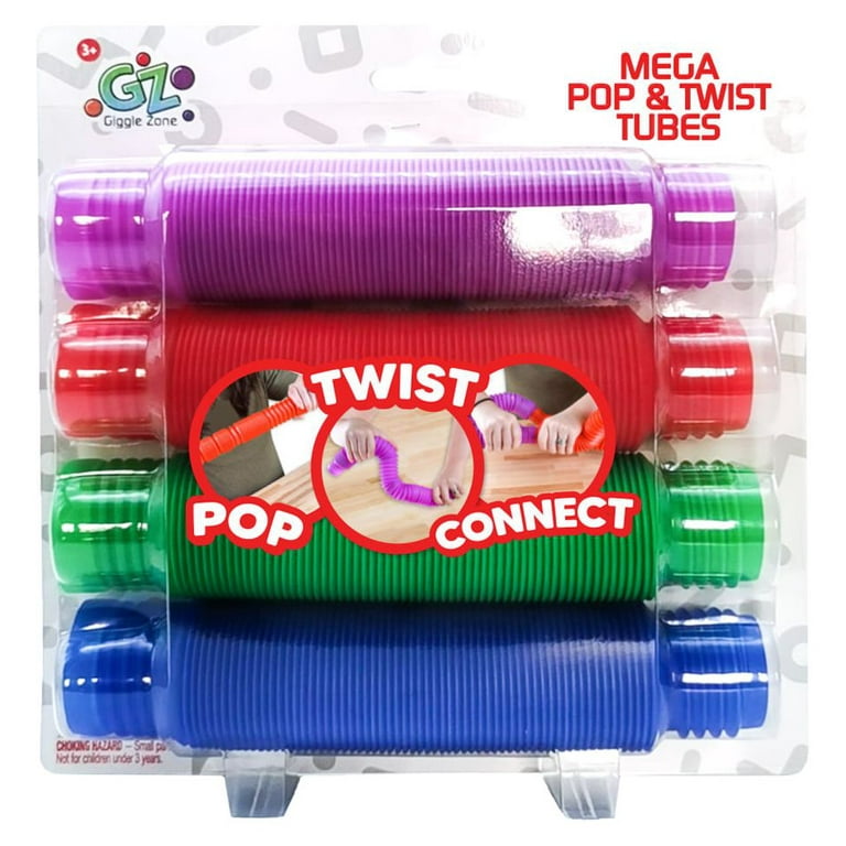Giggle Zone Mega Pop & Twist Tubes 4 Pack, Fidget Toy for Stress Relief
