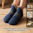 thumbnail image 3 of Adult Knitted Slipper Socks with Non-Slip Grips, Cozy Warm Fuzzy Winter Fluffy Sleep Socks for Women and Men, 3 of 7