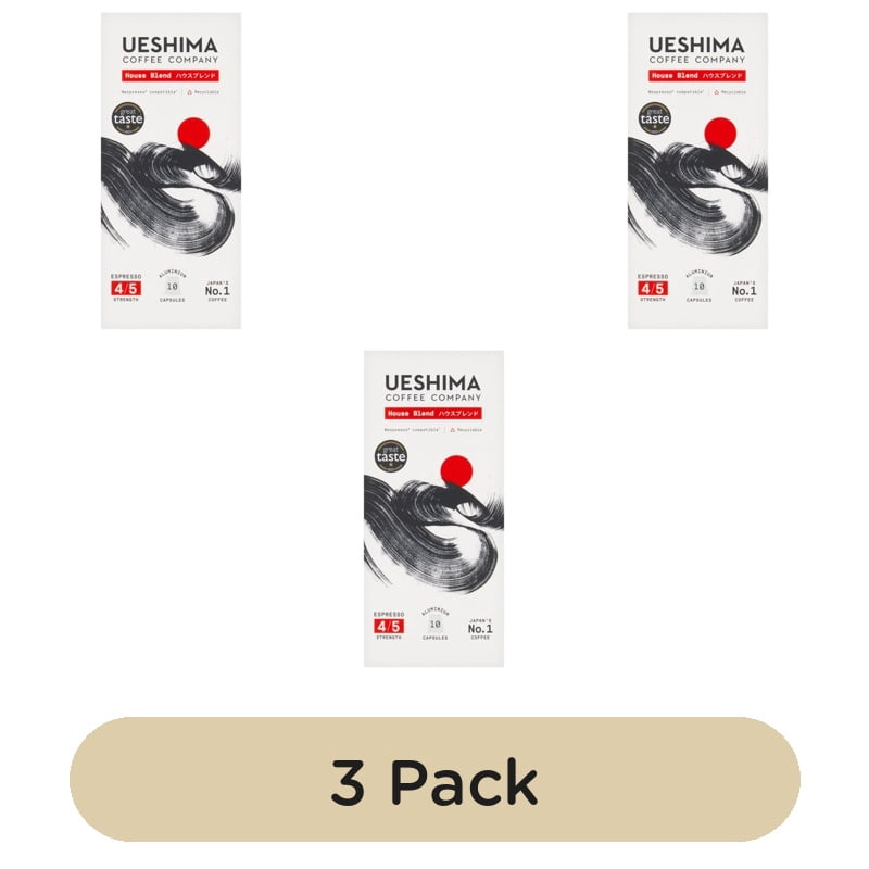 Ueshima House Blend Nespresso Compatible Capsules, 10 pods per pack, British Import (Pack of 3)