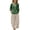 #0257-Army Green, variant on Women Boho Embroidered Sets 3/4 Sleeve Linen Blend Tops Wide Leg Loose Pants Bohemian Two Piece Outfits for Festival Vacation
