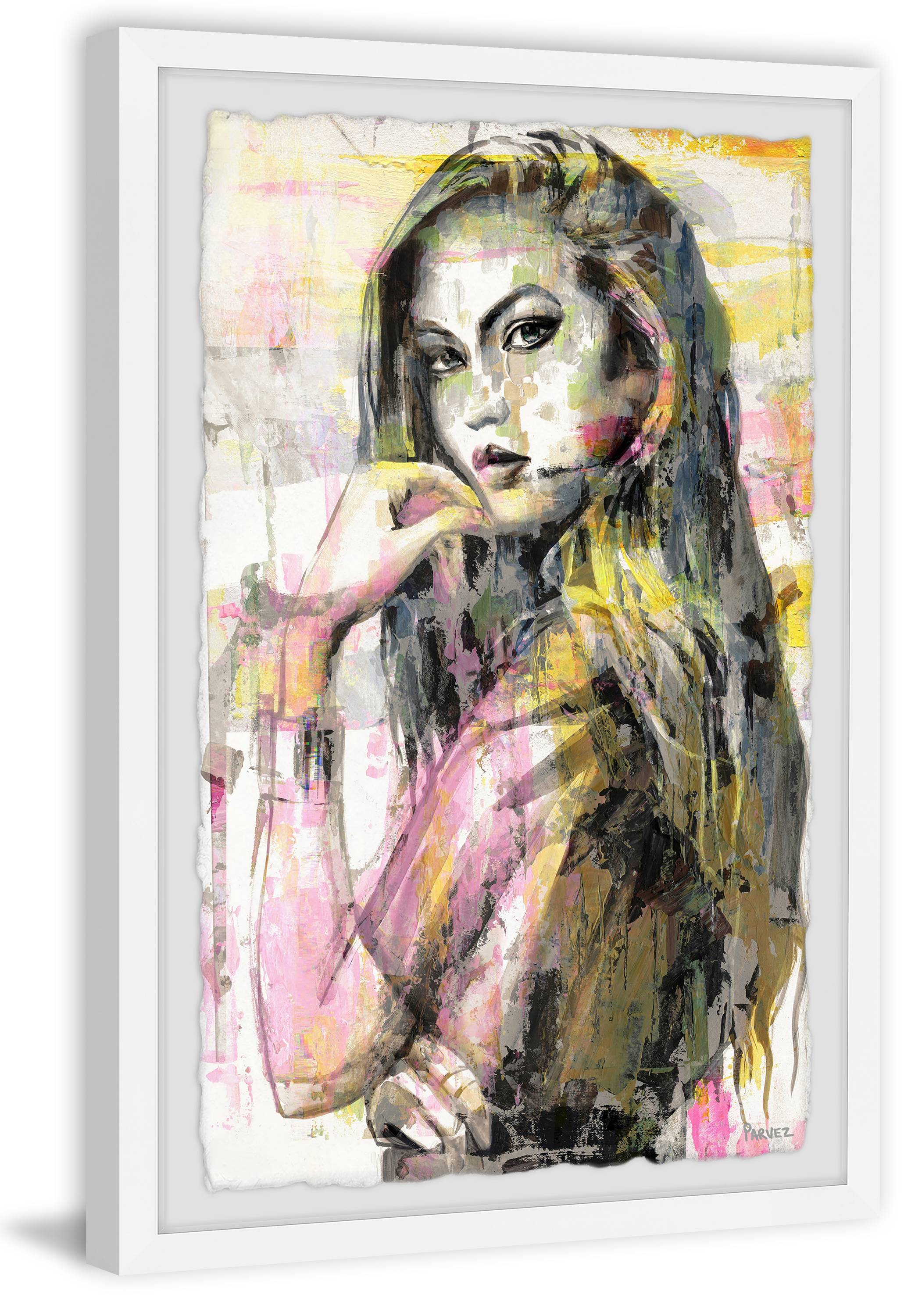 Parvez Taj "Girl in Colors" Framed Painting Print