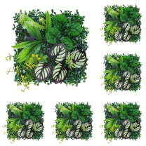 Olilia Artificial Boxwood Wall Panels, 20"x20" 6pcs Grass Wall Panels with Mint Leaves, Greenery Backdrop Privacy Screen with UV Protection, Green Grass Wall for Garden Indoor Outdoor Decor
