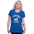 thumbnail image 4 of Feeling Llama Lazy Funny Animal Pun Womens Slim Fit Graphic Tee Brisco Brands X, 4 of 5