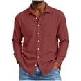 thumbnail image 3 of Busydd Mens Button Down Shirt with Front Pocket Solid Color Long Sleeve Shirts for Men Dressy Casual Turndown Collar Shirts L, 3 of 9