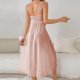 thumbnail image 4 of Estilo de falda larga y fluida de la moda de las mujeres que duermen la falda de espaghetti ajustable Midi A línea Midi falda, 4 of 4