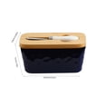 thumbnail image 2 of Tumotour Ceramic Stoneware With Lid Butter Set Bread And Container With Knife Wooden Lid Non-slip Base, 2 of 8