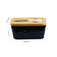 thumbnail image 3 of Ceramic Stoneware With Lid Butter Set Bread And Container With Knife Wooden Lid Non-slip Base, 3 of 8