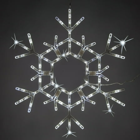 36” Cool White Twinkling Christmas Snowflake Outdoor Hanging Folding Decor