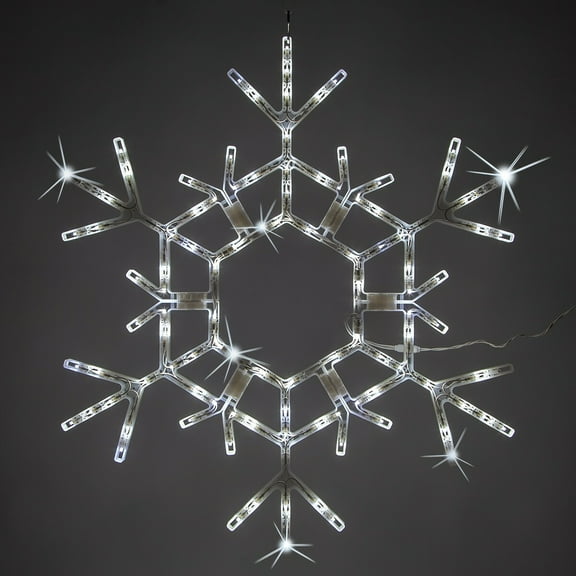 36” Cool White Twinkling Christmas Snowflake Outdoor Hanging Folding Decor
