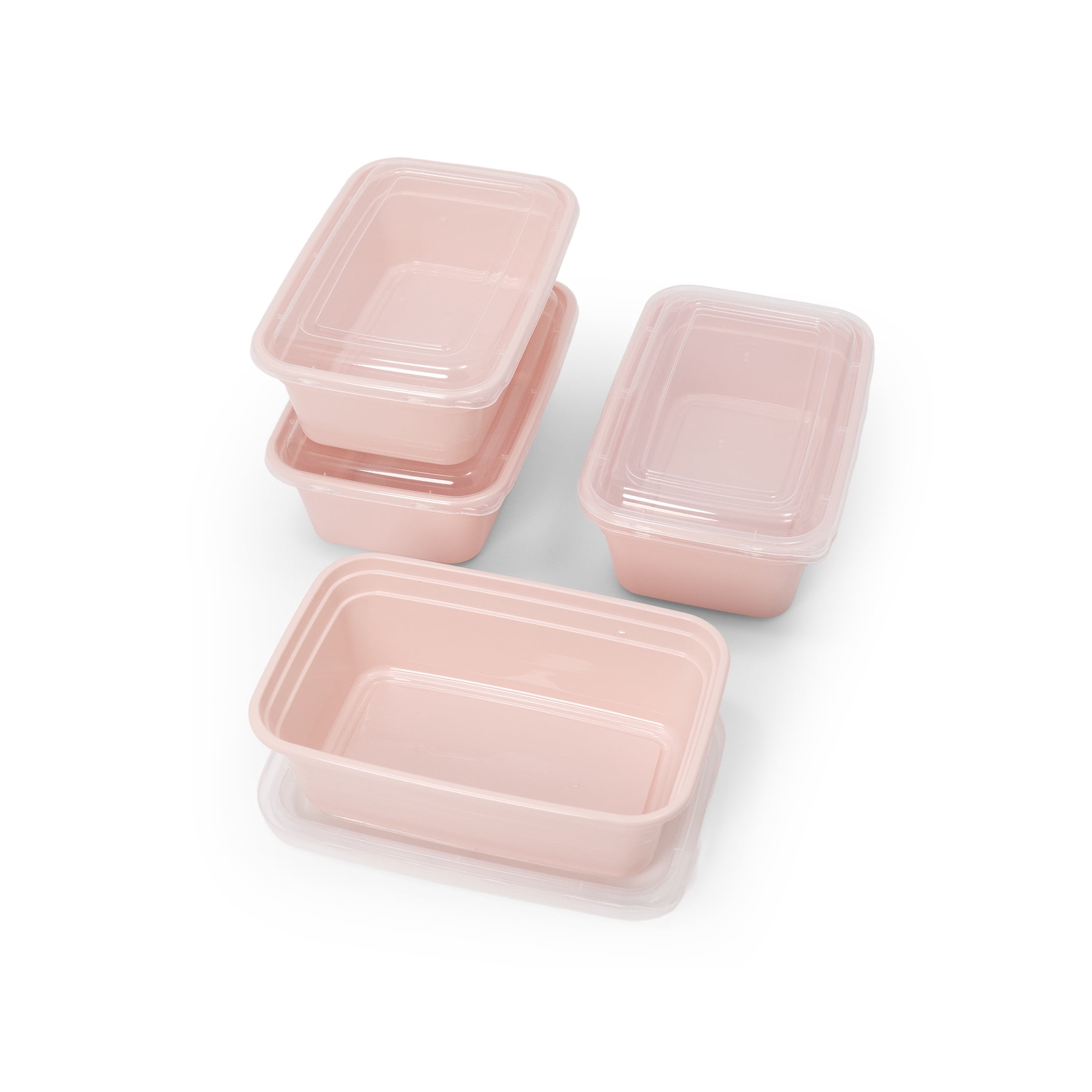 Mainstays 5-Pack 1-Compartment BPA-Free Plastic Snack Meal Prep Food Storage Containers, 3 Cup, Pink Blush