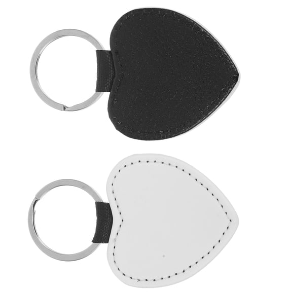 UPOUART 2Pcs Sublimation Blank Black PU Heart Keychains for Creative Heat Transfer