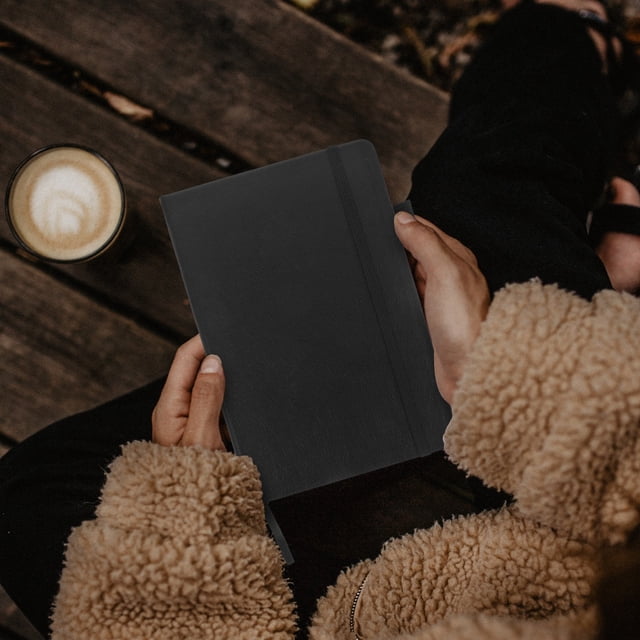 OULII Address and Phone Book Notebook Black PU for Home 1Set