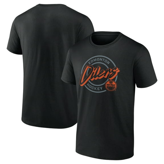 Men's Black Edmonton Oilers Colorblock Puck T-Shirt