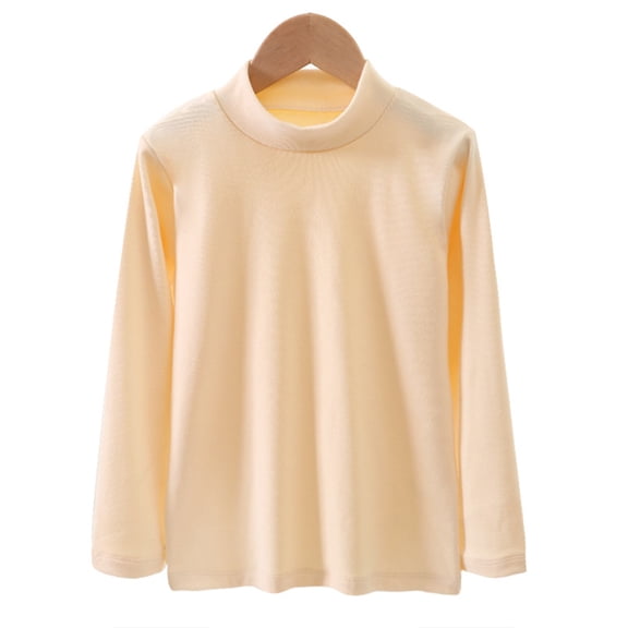Chenyin 3-16 Years Kids Boys Girls Fall Winter Thermal Underwear for Baby Teen Half-High Neck Long Sleeve T-Shirt Parent-Child Pullover Velvet Bottoming Shirt for Adults