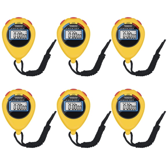Cronómetro digital deportivo Timer Pgzsy, paquete de 6 unidades, color amarillo