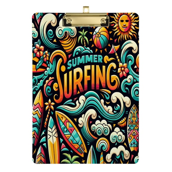 Summer Surfing Acrylic Clipboards A4 Standard Letter Size Clipboard 12.5" X 9" Clip Board for Students Teacher Office