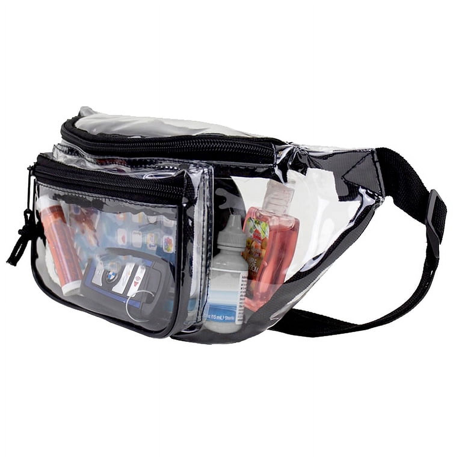 K-Cliffs Clear Anti-Theft 3-Zipper PVC Fanny Pack with Black Trim for Music Festivals & Raves Unisex All Ages