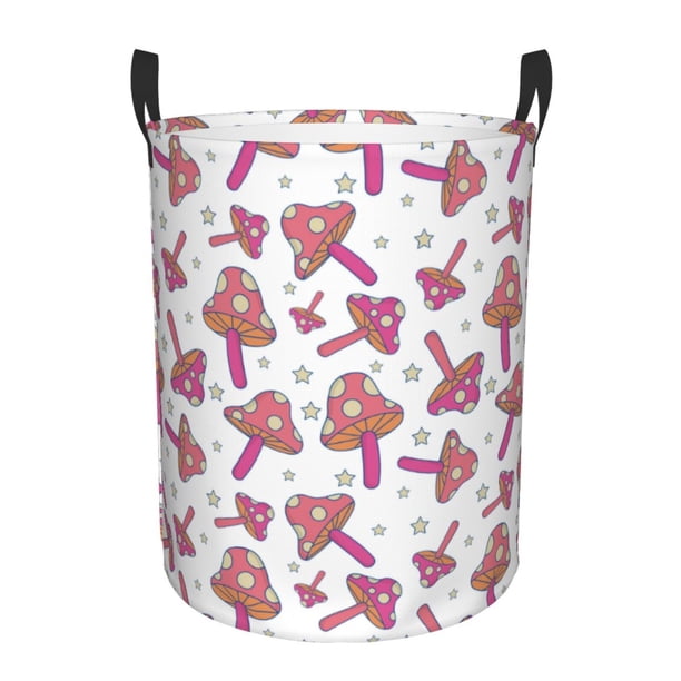Fotbe Purple Mushroom Cesto de Ropa con Asas, Cesto Impermeable de Gran Capacidad, Bolsa de Lavado para Dormitorio, Cesto de Ropa con Ruedas y Asas-Medium