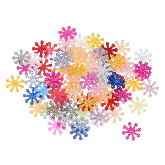 100 Pcs Tiny Glitter Christmas Snowflakes ABS Pearl-like Snowflake Multicolor Garland Winter Party Valentines Supplies