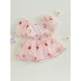 thumbnail image 2 of Binshrliy Infant Girls Christmas Princess Dress Clothes 3M 6M 12M 18M Baby Girls Strawberry Embroidery Short Sleeve Rompers Dress with Headband Autumn Clothing for Newborn Girls, 2 of 6