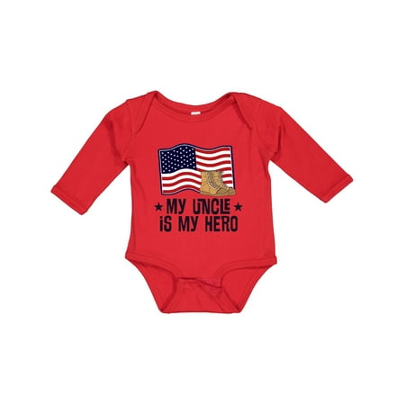 

Inktastic My Uncle is My Hero Military Nephew Gift Baby Boy or Baby Girl Long Sleeve Bodysuit