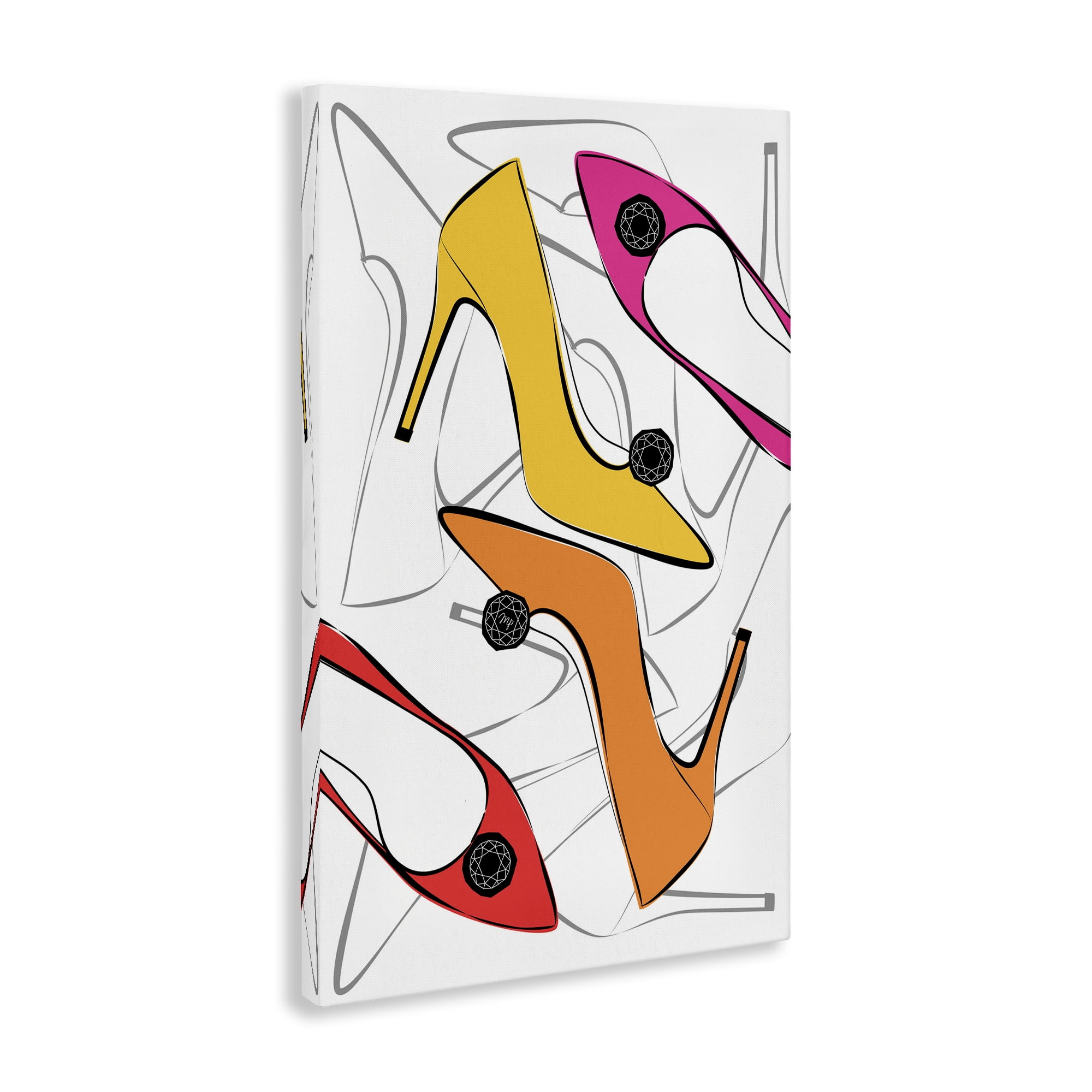 Stupell Industries Bright Happy Heels Beauty & Fashion Painting Gallery Wrapped Canvas Art Print Wall Art, 20 x 30