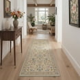 thumbnail image 3 of DEORAB 2.5x10 Runner Rugs Floral Vines Pattern Dusty Beige Low Pile Lightweight Machine Washable Non Slip Rug for Hallway, Laundry Room, Bedroom, Bathroom, 3 of 6
