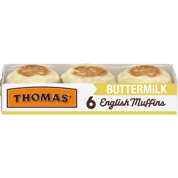 Thomas' Buttermilk English Muffins, 6 count, English Muffins, 13 oz Tray pack of 2