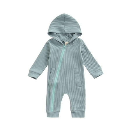 

Kiapeise Newborn Infant Unisex Baby Boy Girl Zipper Hoodie Romper Jumpsuit Hooded One Piece Outfits Clothes
