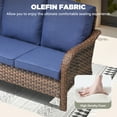thumbnail image 3 of Lumiinofami Outdoor Loveseat Couch, Patio All Weather PE Rattan Deep Seating Sofa Furniture with Navy Cushions for Porch Backyard Balcony, 3 of 6