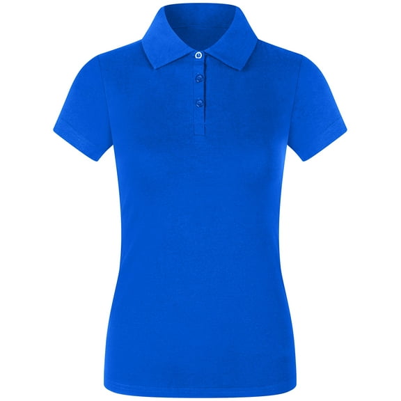 2Luver, Women's, Short Sleeve 3 Button Collared Polo Shirt, Royal Blue, S