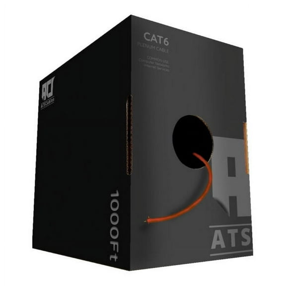 CAT6 Plenum (CMP) Cable 1000FT | Network Analyzer Test Passed | 23AWG 4Pair, Solid 550MHz Network Cable 10Gigabit UTP, Orange