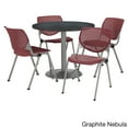 thumbnail image 4 of KFI Studios Mode Round 3.5' Dining Table Set, Burgundy, 4 Natural KOOL Chairs, 4 of 5