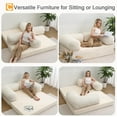 thumbnail image 4 of COMAX Folding Sofa Bed Queen, 4-in-1 Foldable Floor Couch Convertible Futon Sofa with Armrests Sleeper Mattress Chair Bed Comfy Portable Fold Out Lounge Guest for Living Room Bedroom, Beige, 4 of 5